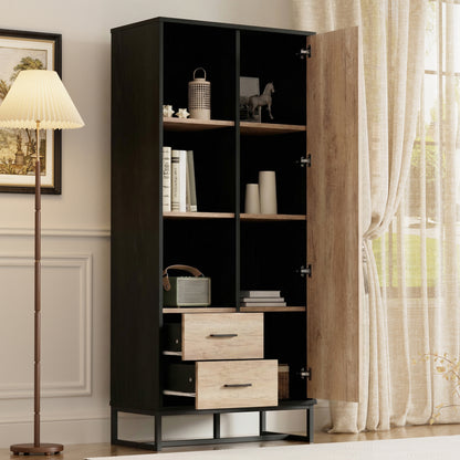 Modern highboard cabinet, wood and black