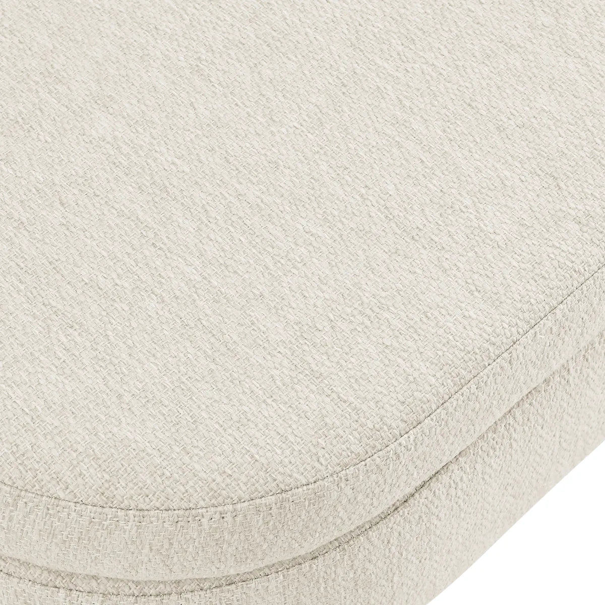 Oval Storage Bench with Rubber Wood Legs, Beige