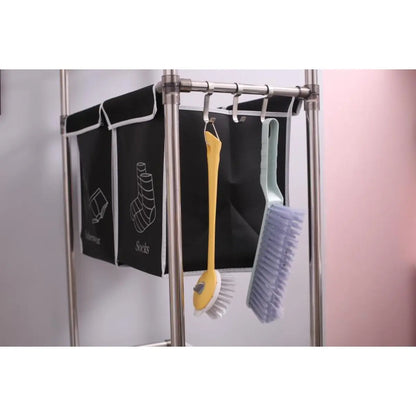 3-Tier Laundry Hamper Sorter with Removable Bags and Hooks, Black White
