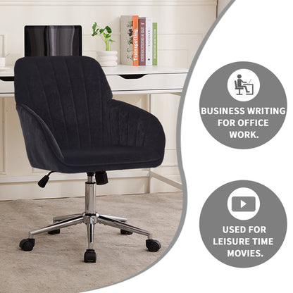 Velvet Swivel Office Chair, Black – alternate view 4