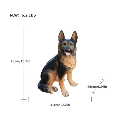 German Shepherd Garden Statue, Brown