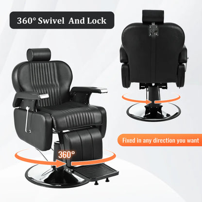 Heavy Duty Reclining Hydraulic Barber Chair, Black