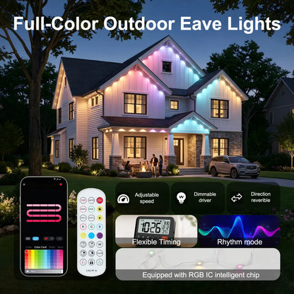 Permanent Outdoor RGB String Lights – Smart App-Controlled Eave Lights
