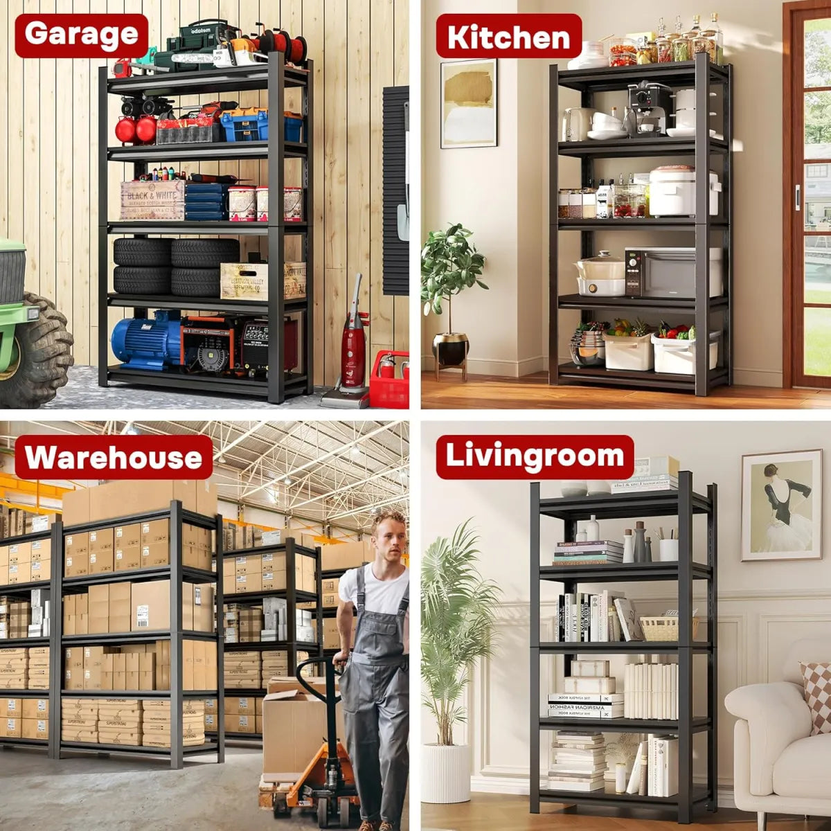 5-Tier Adjustable Metal Garage Storage Shelf