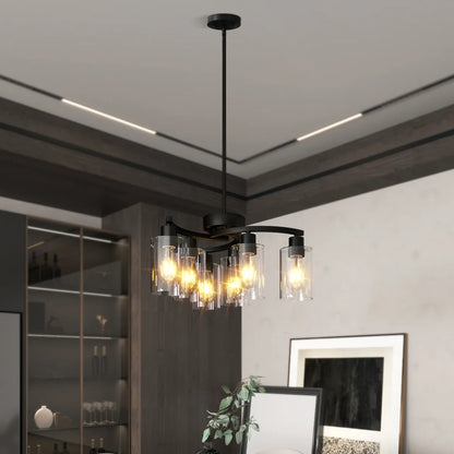 6-Light Modern Farmhouse Black Chandelier – Dining Room and Entryway Lighting