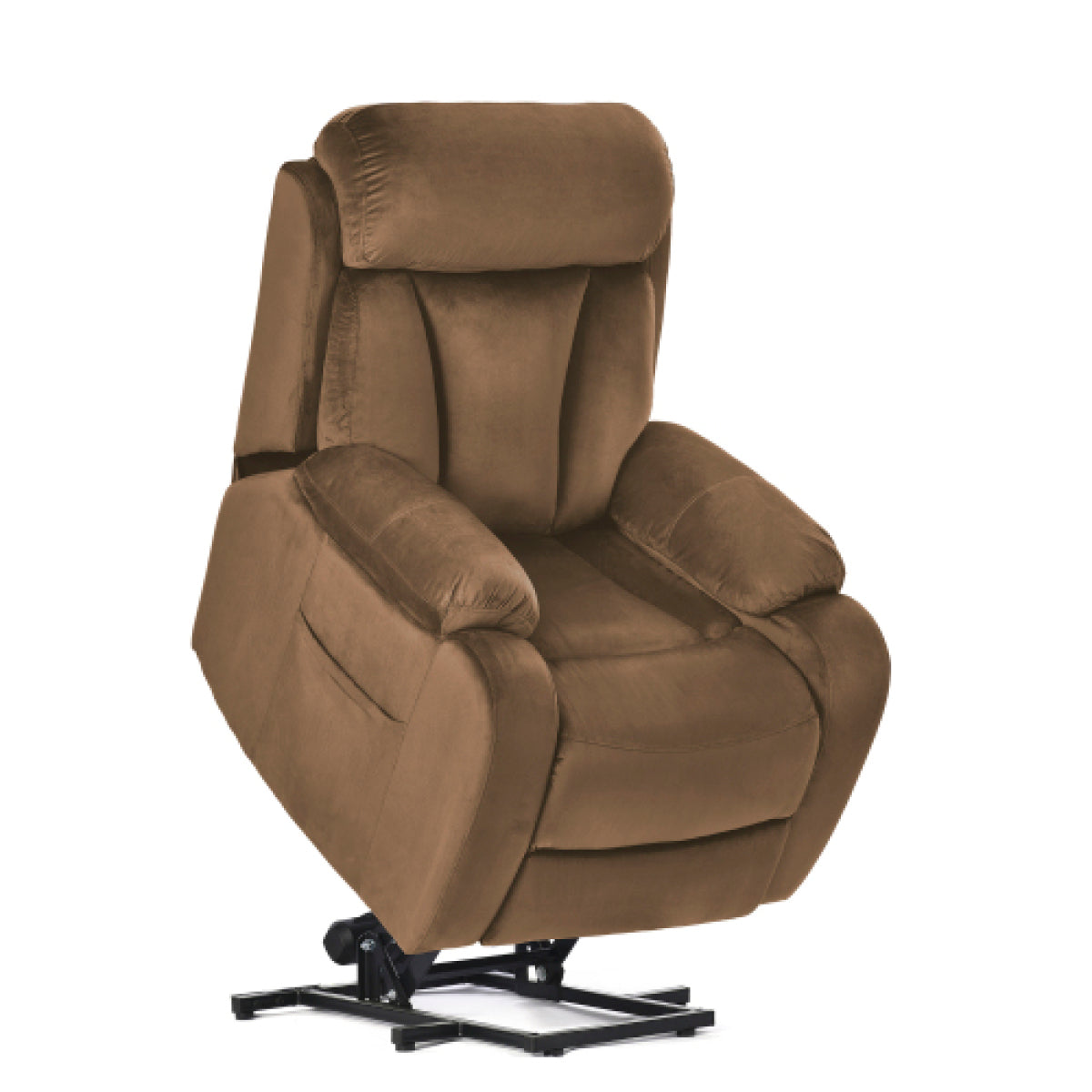 Power Lift Recliner Chair – Velvet Fabric with Wood & Steel Frame, Brown Living Room for Elderly – view 3
