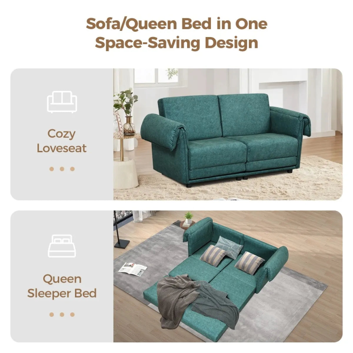 Corduroy Cloud Loveseat Sofa, Modern Modular Sectional – view 4