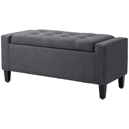 Linen Storage Ottoman Bench with Tufted Design – Upholstered Entryway and Bedroom Bench