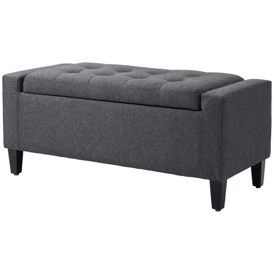 Linen Storage Ottoman Bench with Tufted Design – Upholstered Entryway and Bedroom Bench