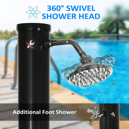 Solar Heated Outdoor Shower, Black