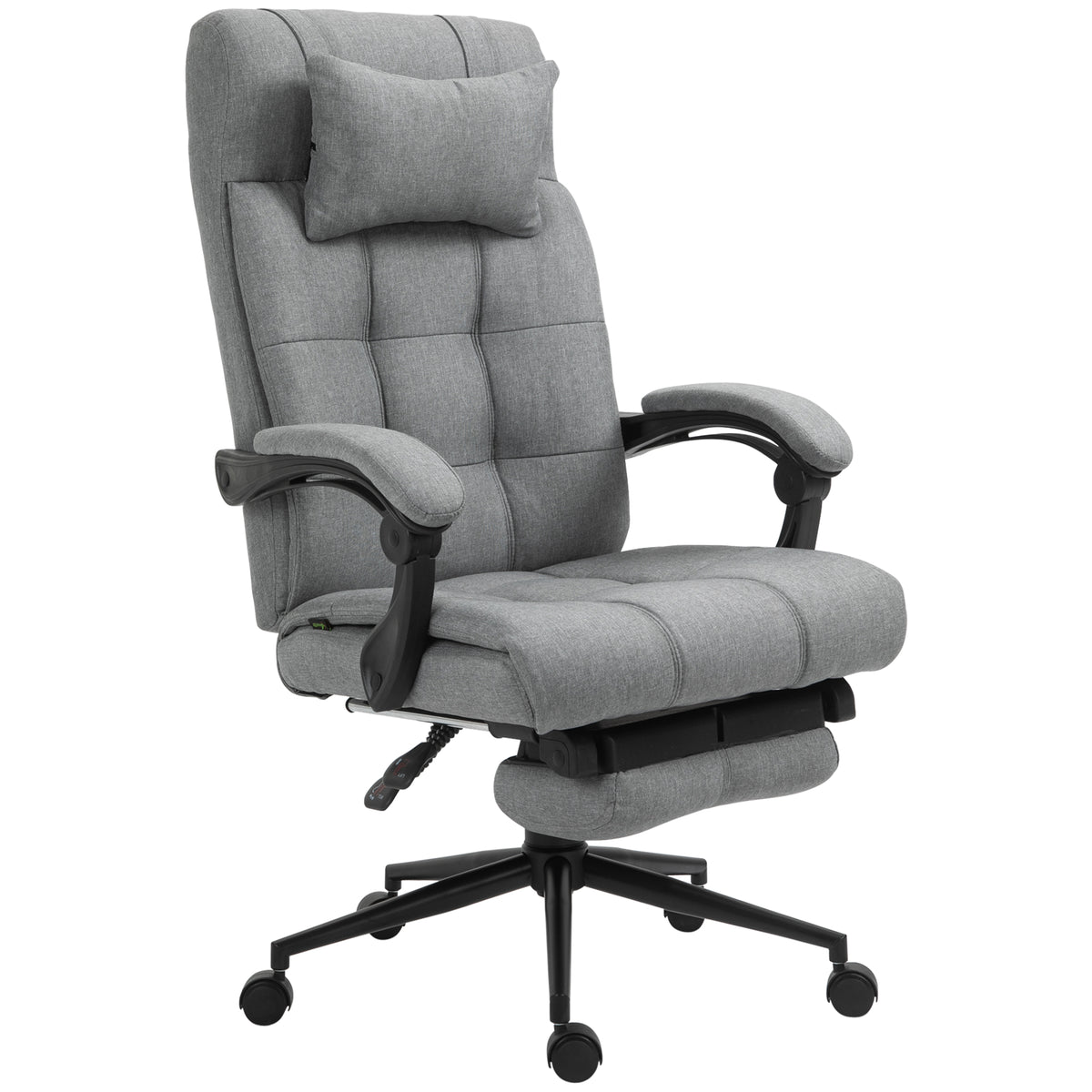 Reclining office chair with footrest, light grey