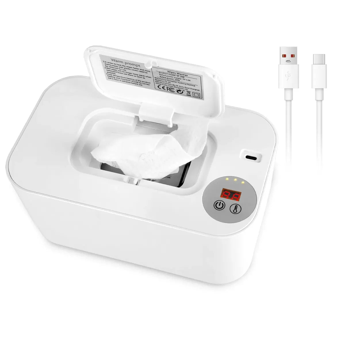 Baby Wipe Warmer – 3 Temperature Settings, USB-C Powered Wipe Dispenser