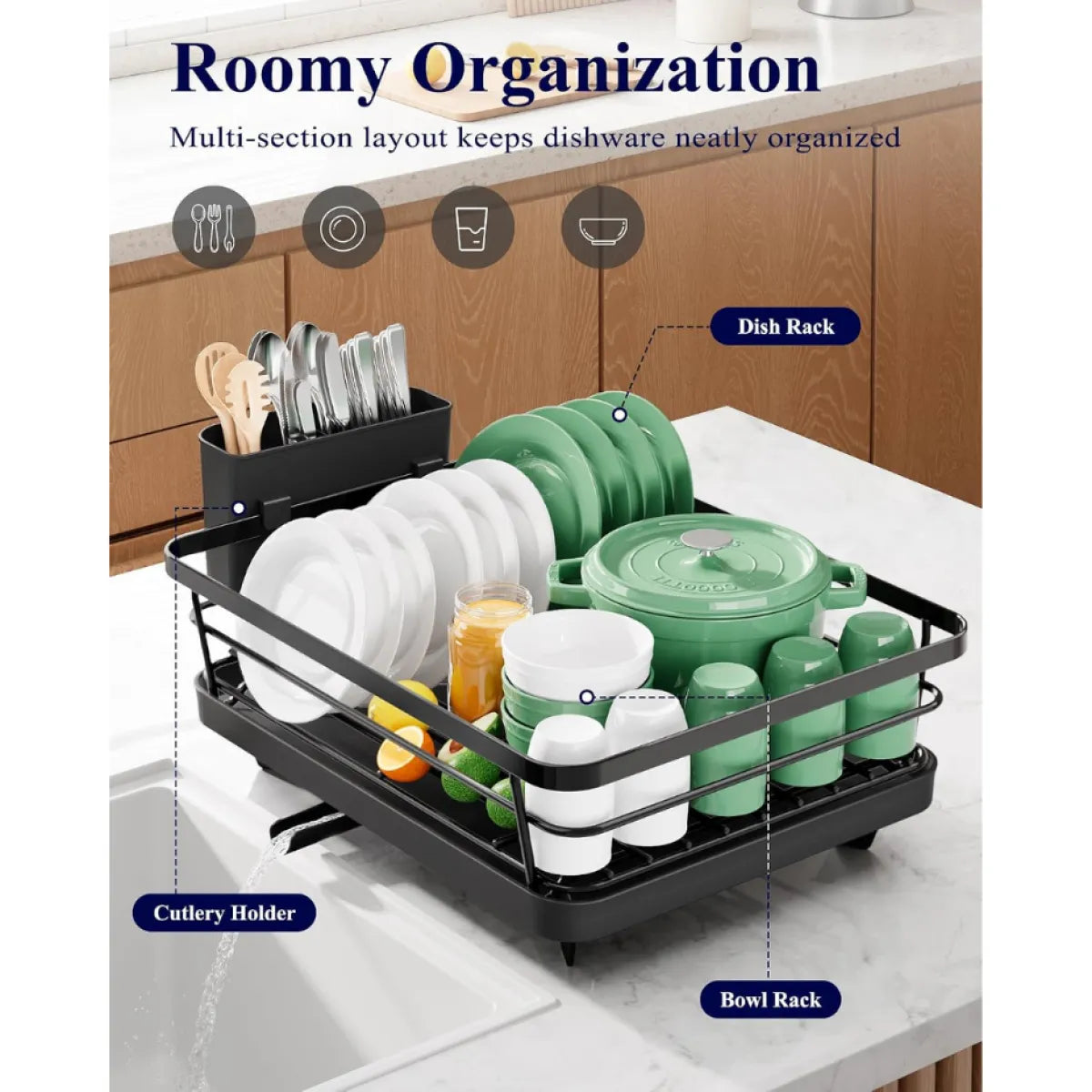 Dish Drying Rack for Kitchen Counter – Space-Saving Drainer Rack