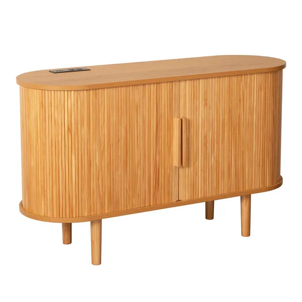 Fluted sideboard buffet cabinet with tambour doors
