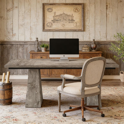 Executive desk workstation, grey