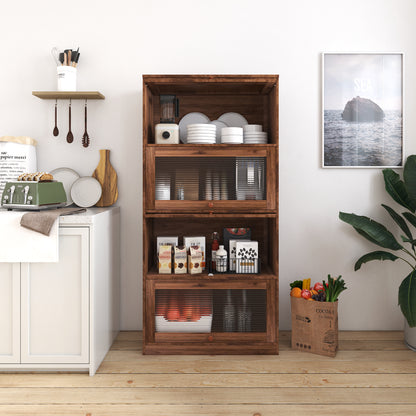 Glass door display bookcase, walnut