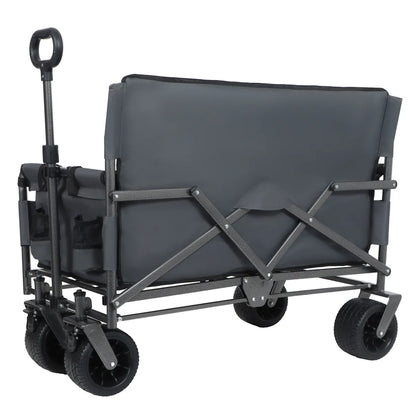 3-in-1 Convertible Folding Wagon Cart – Bench Seat & Storage, 500 lb Capacity