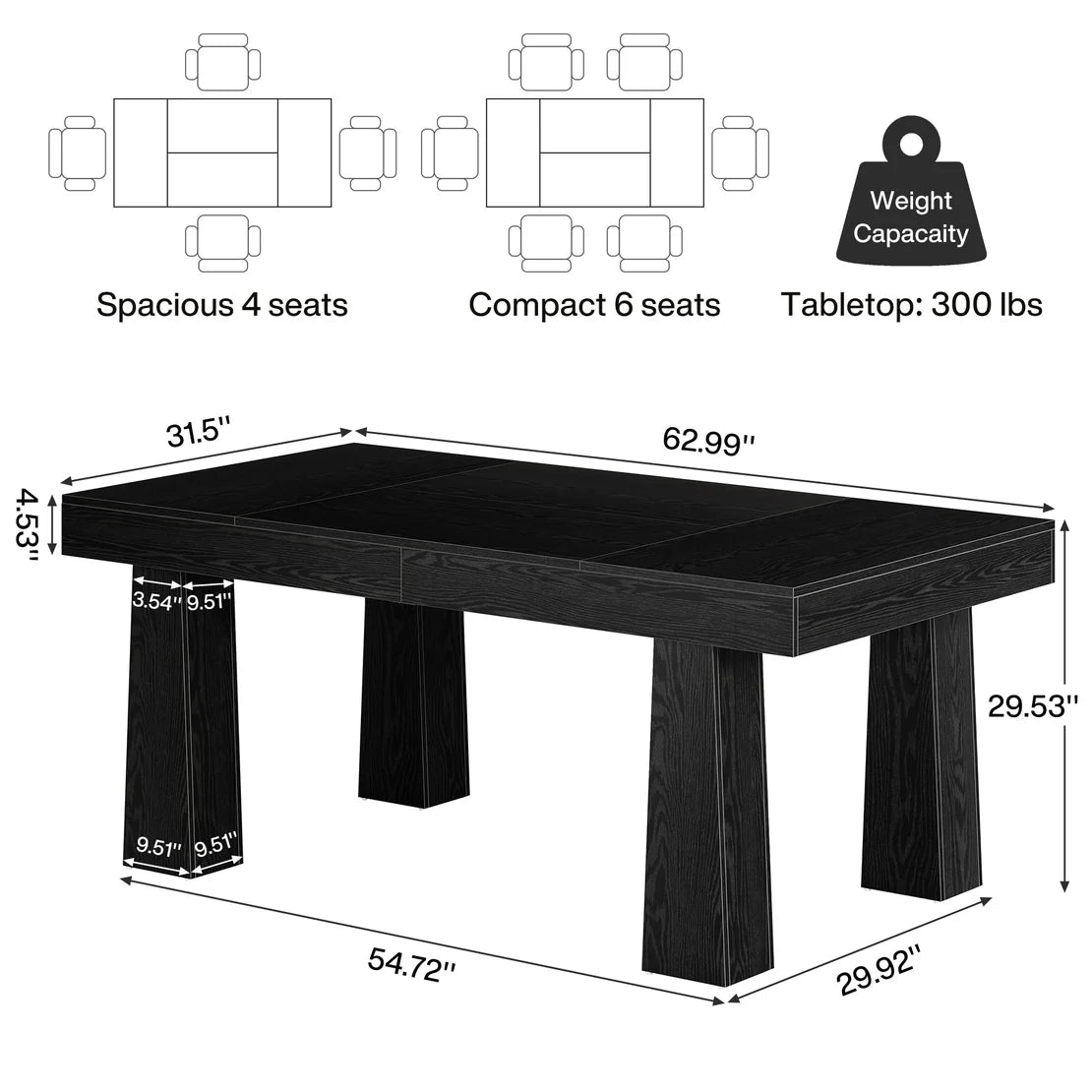 Executive writing desk, black