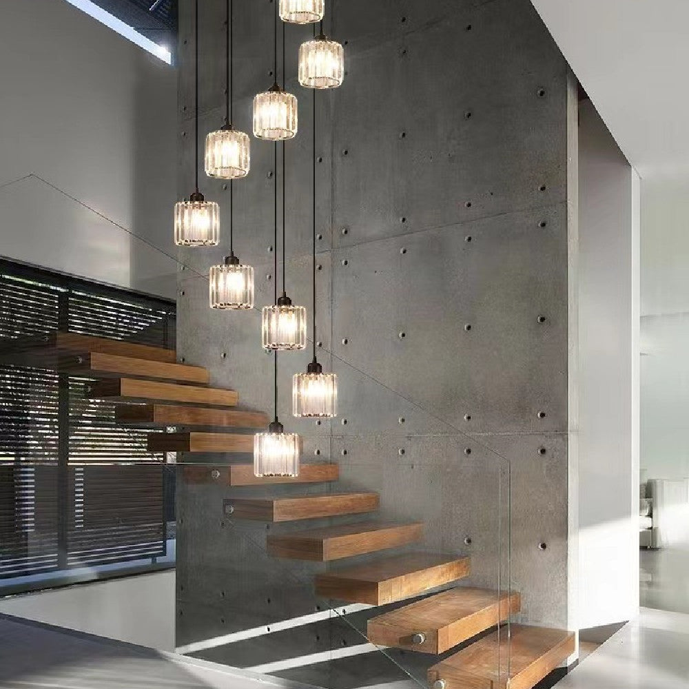Disc-style glass chandelier, black