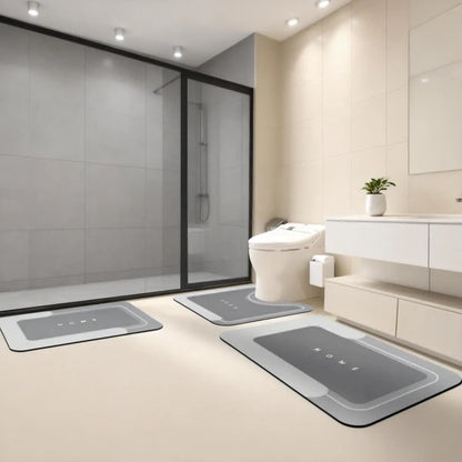 3-Piece Absorbent Bath Mat Set – Quick-Dry Non-Slip Bathroom Rugs