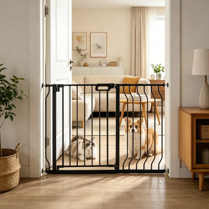 Swing-Open Metal Pet Gate for Hallways and Stairs, Adjustable Width