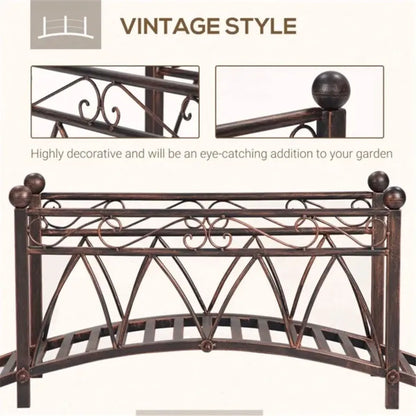 Wooden Garden Bridge with Rails