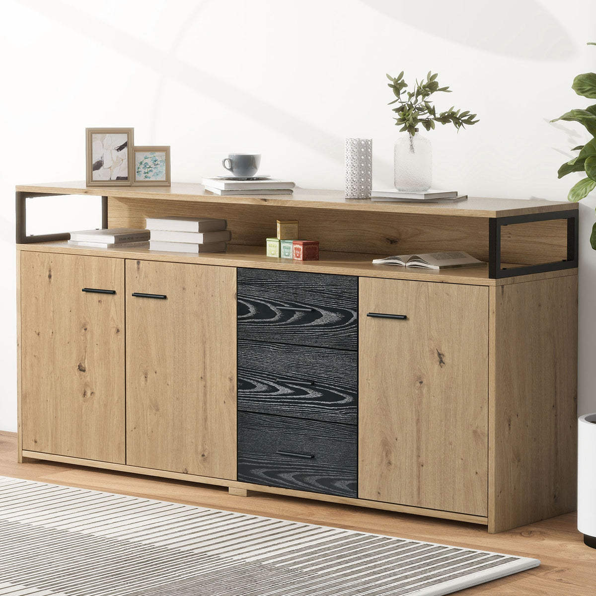 Industrial sideboard with 3 doors and 3 drawers