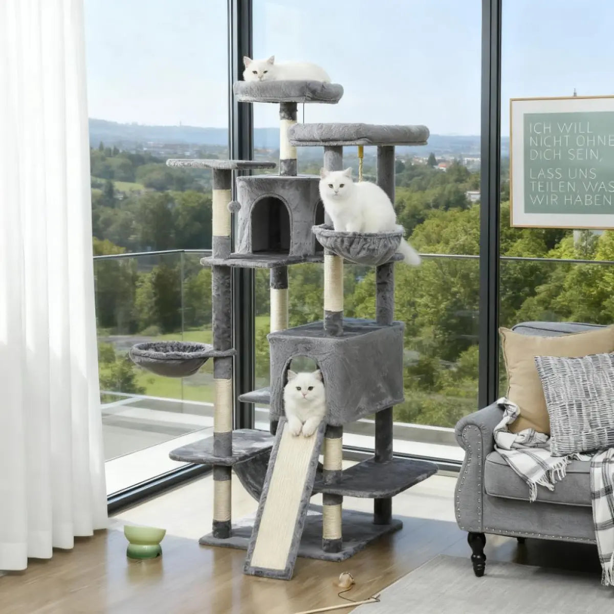 69" Multi-Level Cat Tower, Dark Gray