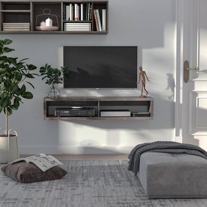 Wall-mounted floating TV stand, dark grey