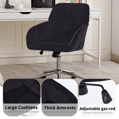 Velvet Swivel Office Chair, Black – alternate view 3