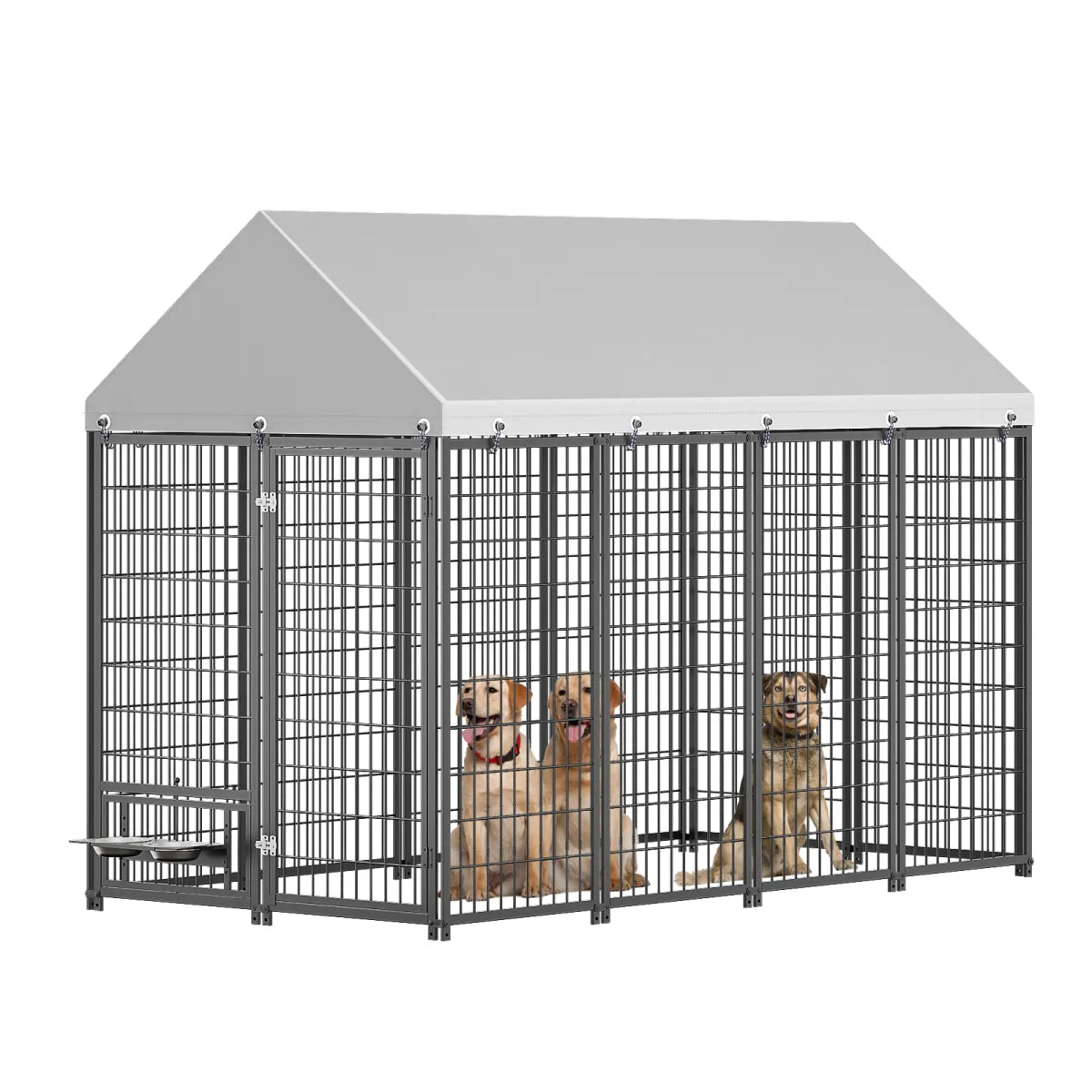 Large Outdoor Dog Kennel with Roof Cover, Black