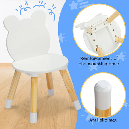 Kids Wood Round Table and Chairs Set, White