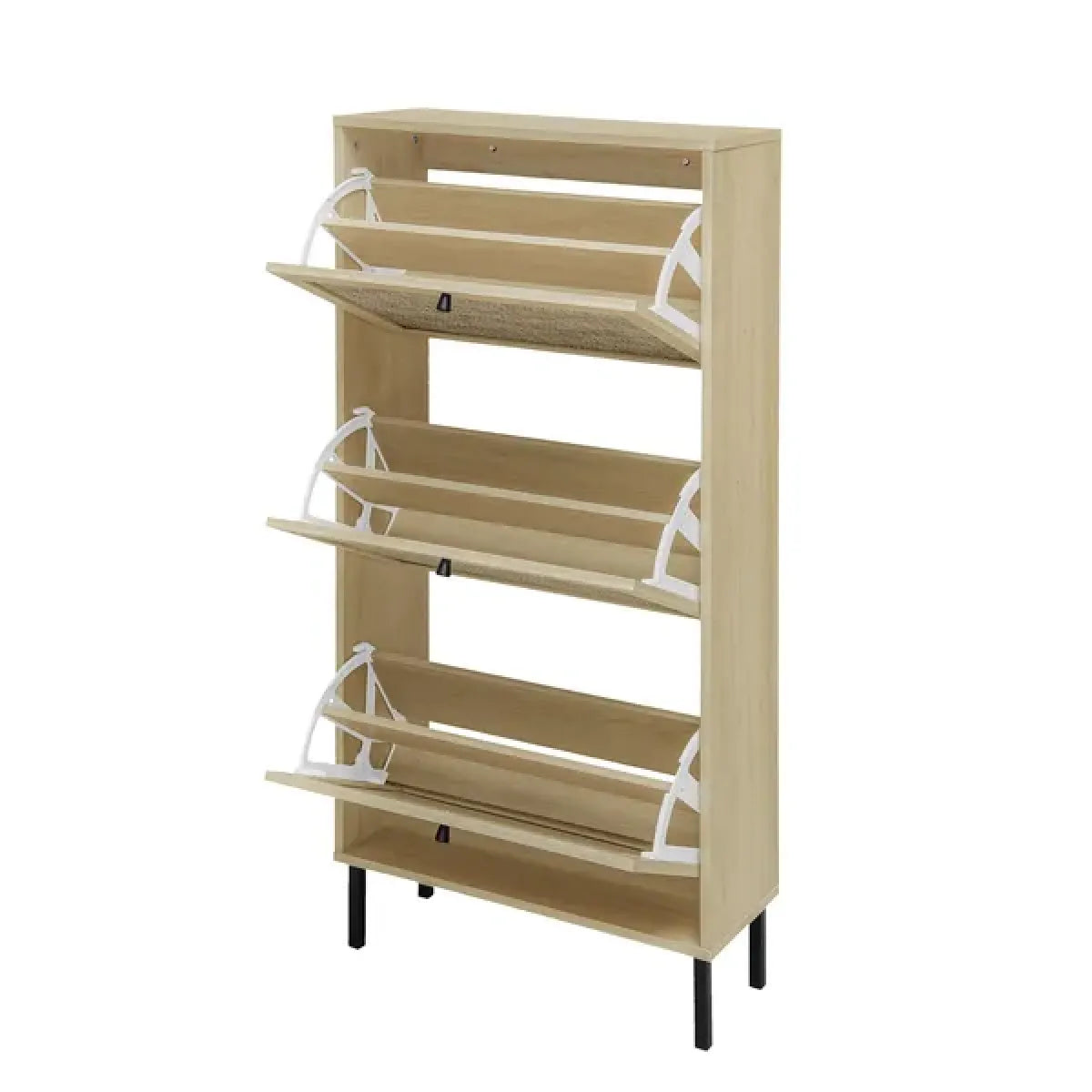 Rattan 3-Door Freestanding Shoe Storage Cabinet – view 4
