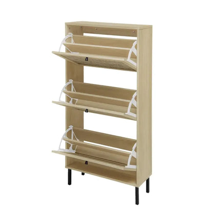 Rattan 3-Door Freestanding Shoe Storage Cabinet – view 4