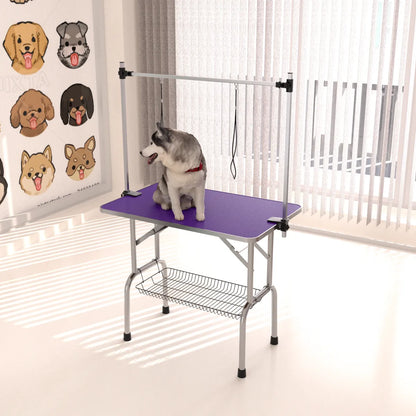 Folding Dog Pet Grooming Table, Purple