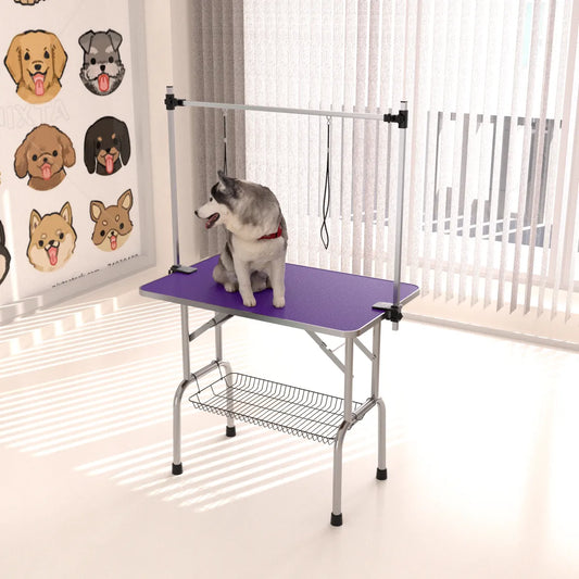 Folding Dog Pet Grooming Table, Purple