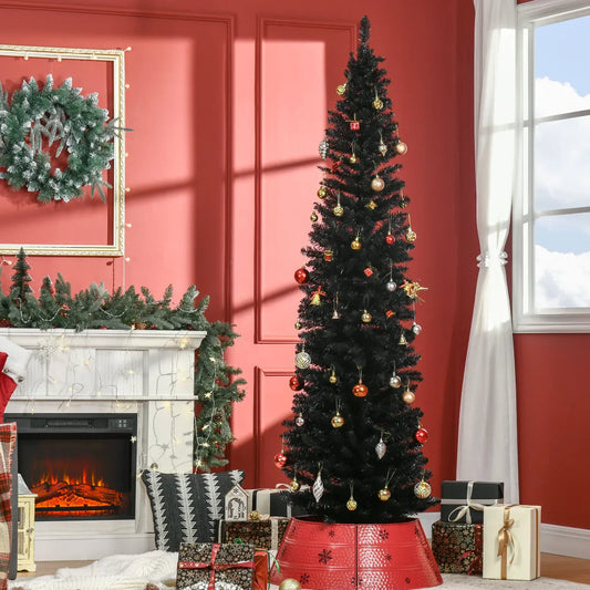 7' Artificial Pencil Christmas Tree with Stand, Black
