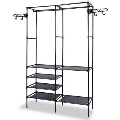Heavy Duty Metal Garment Rack with Shoe Shelf – Freestanding Clothing Organizer