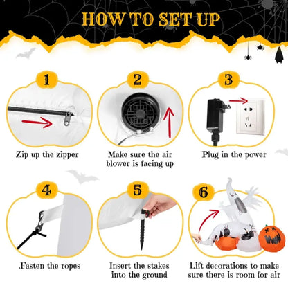 Giant Halloween Inflatable Ghost, Spider and Pumpkin Outdoor Decoration with LED Lights