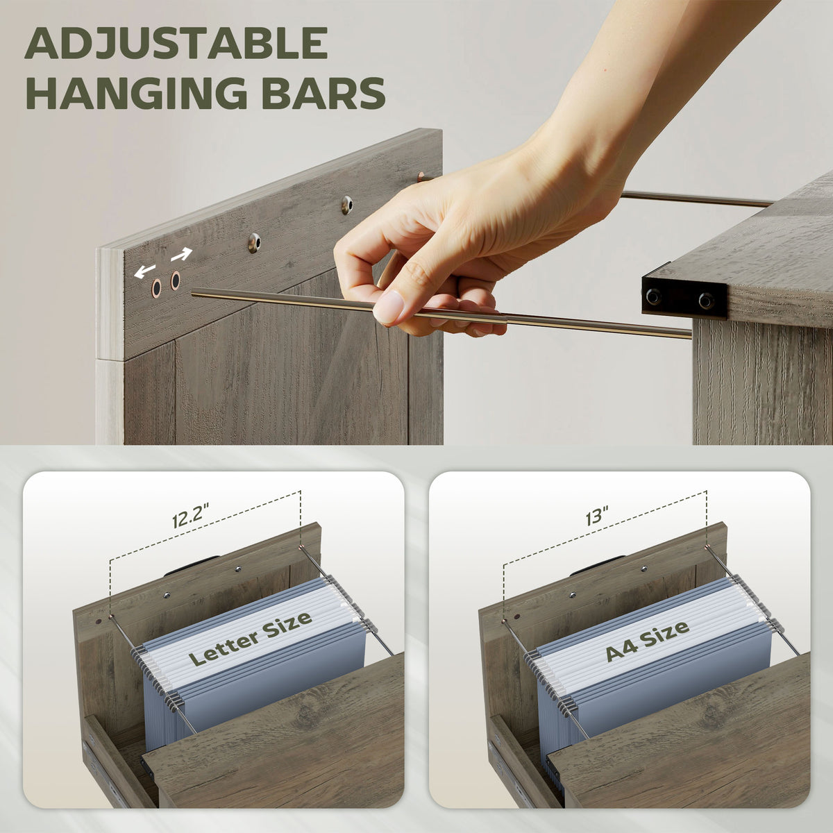 Rustic farmhouse 2-drawer file cabinet, distressed gray