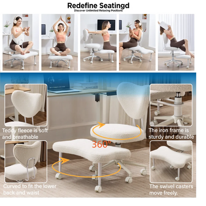 Ergonomic Cross-Legged Meditation Chair, Beige