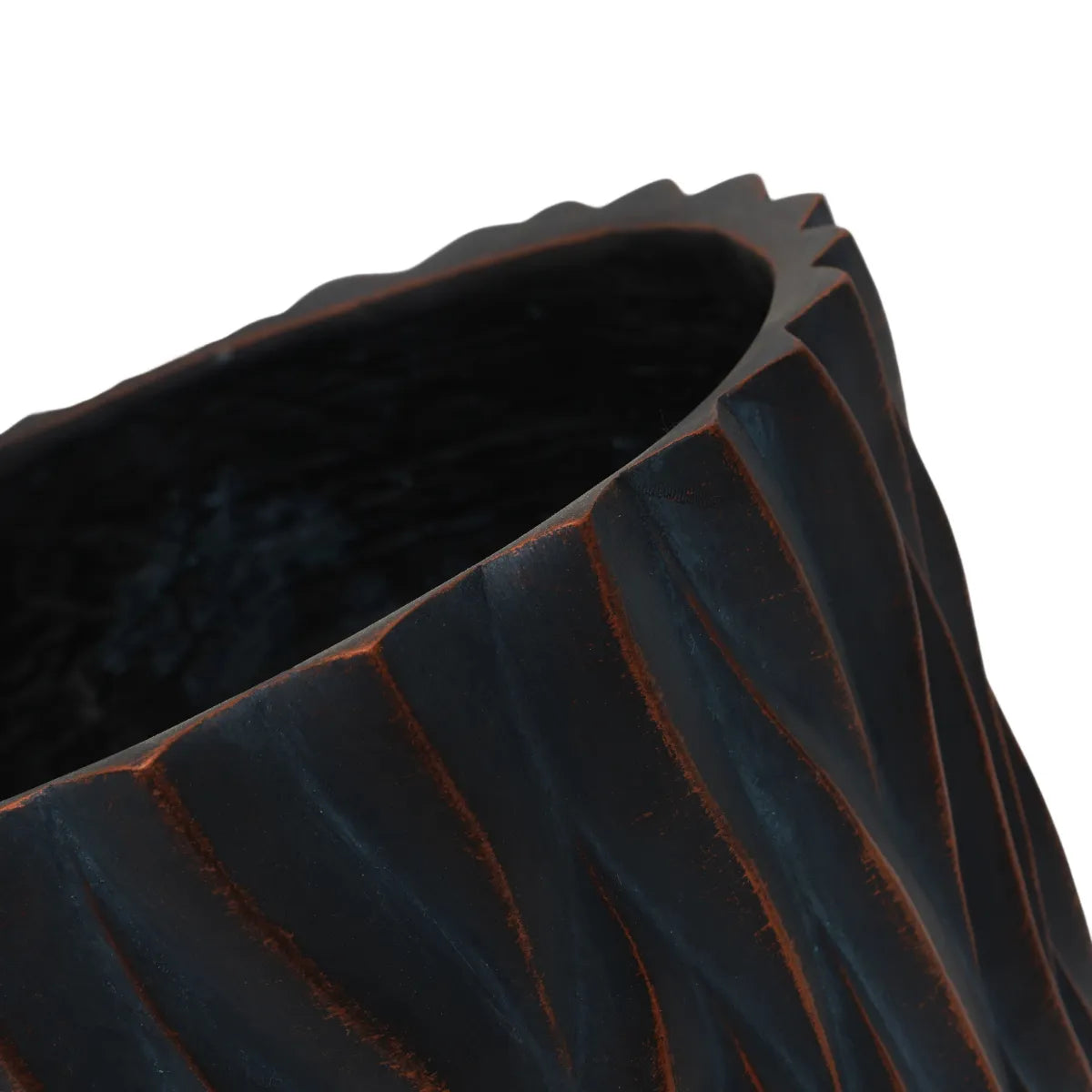 Set of 2 Large Round Concrete Planters with Textured Finish