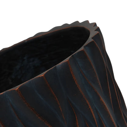 Set of 2 Large Round Concrete Planters with Textured Finish