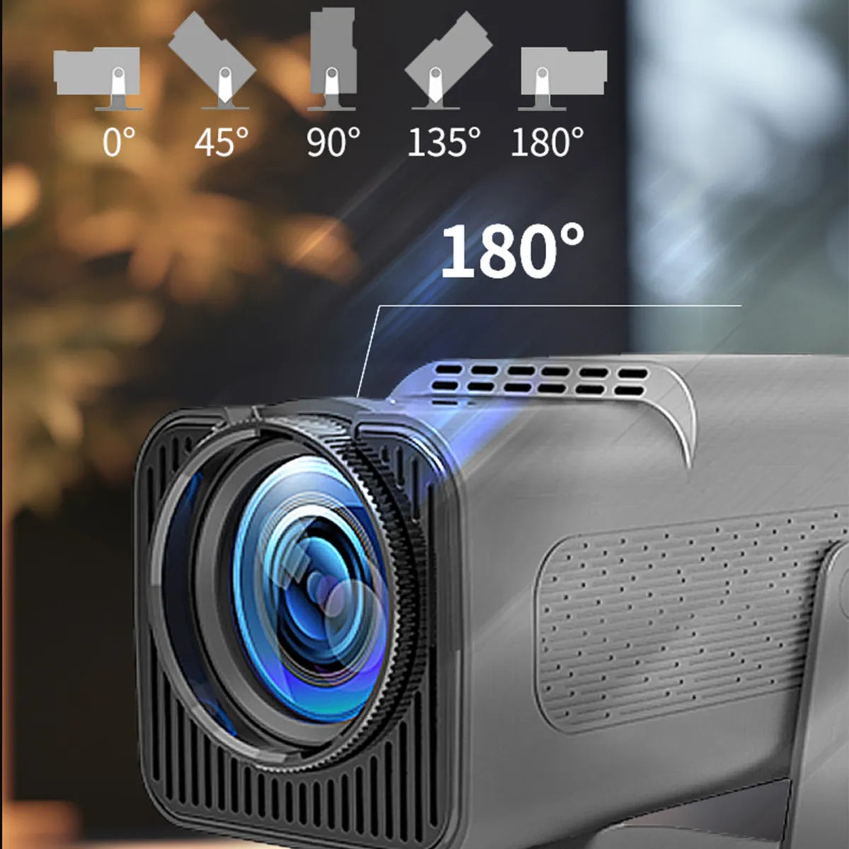 Portable Mini Projector – 360° Rotatable Stand for Home Theater and Camping
