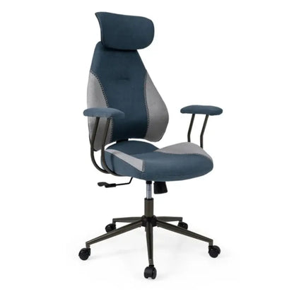 Gray Blue Color-Blocking Office Chair with 2D Adjustable Headrest