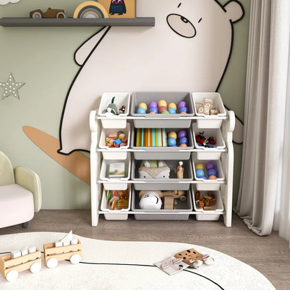 Kids Toy Storage Organizer – 12 Removable Bins, Playroom Shelf