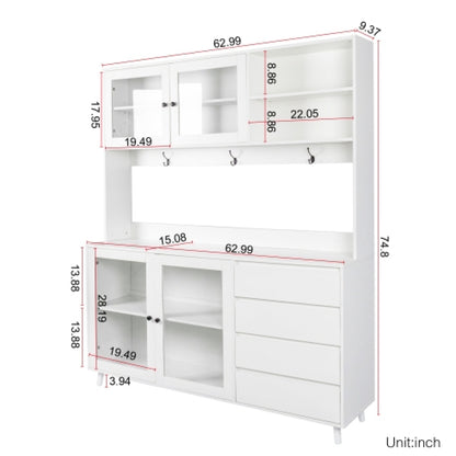 63 Inch Large Kitchen Hutch Cabinet detail