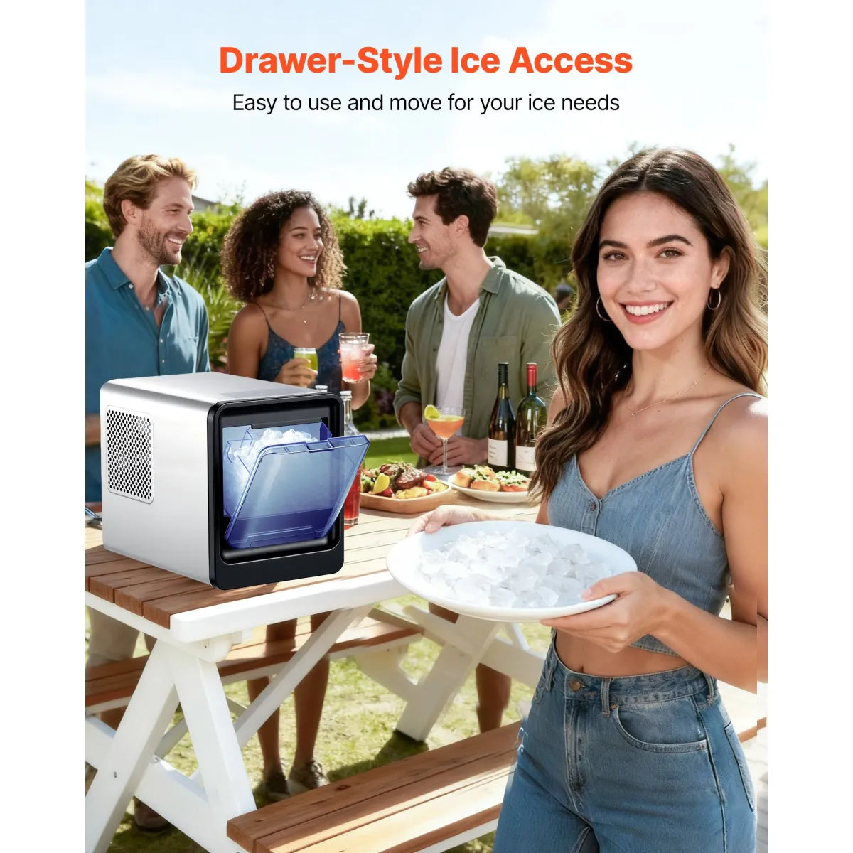 Nugget Ice Maker – Countertop Self-Cleaning Machine with Scoop
