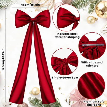 Large Wine Red Satin Christmas Tree Topper Bow