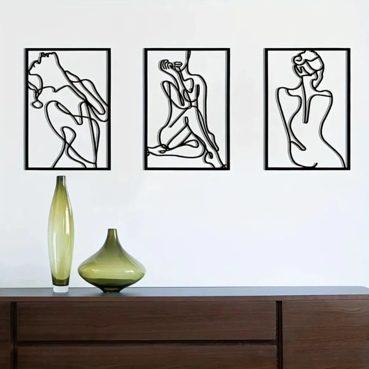 3-Piece Abstract Line Art Wall Sculpture Set, Modern Minimalist Decor